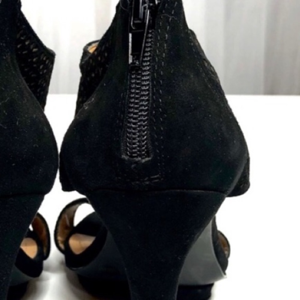 Bcbgeneration Black Leather Open Toe Stilettos - image 8